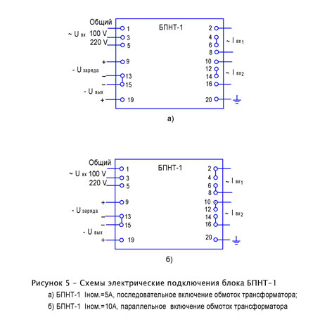 Схемы электрические подключения блока БПНТ-1