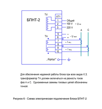 Схемы электрические подключения блока БПНТ-2