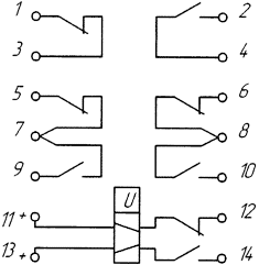 Схема присоединения реле РП-11