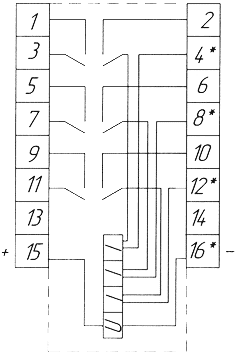 Схема присоединения реле РП-16-3