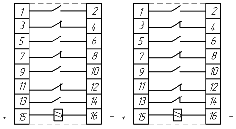 Схема присоединения реле РП-16-5