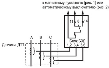 Схема подключения реле РЗД-3М4(5; 6)